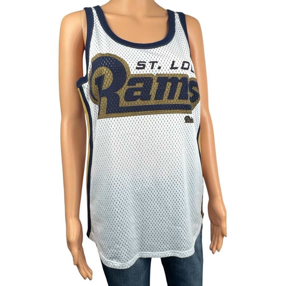 St. Louis Rams Womens Medium Jersey Tank Top G-III NFL Fanwear LA White New